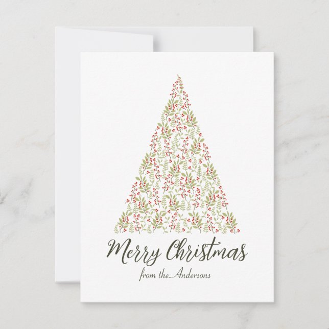 Cartes Pour Fêtes Annuelles Merry Christmas Tree Botanical Elegant (Devant)