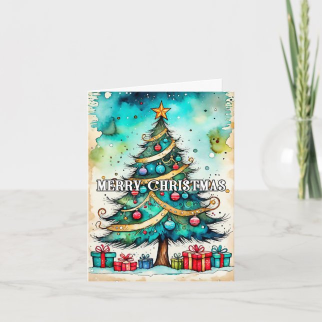 Cartes Pour Fêtes Annuelles Merry Christmas Tree | Happy Holidays (Devant)