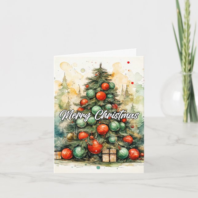 Cartes Pour Fêtes Annuelles Merry Christmas Tree | Happy Holidays, Everyone (Devant)