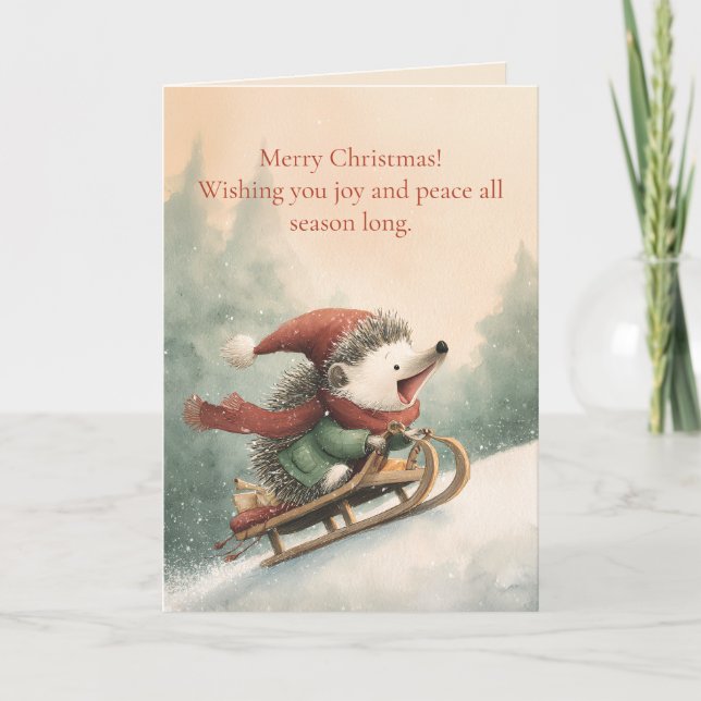 Cartes Pour Fêtes Annuelles Merry Christmas Watercolor hedgehog  (Devant)