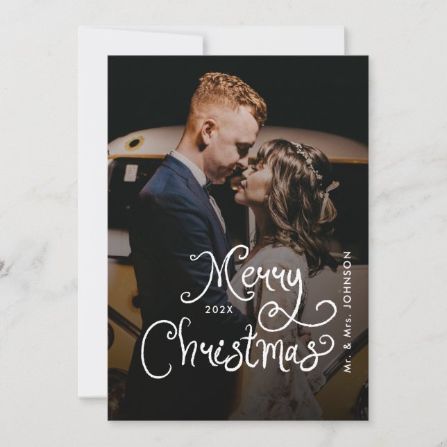 Cartes Pour Fêtes Annuelles Merry Christmas Whimsical Script  Custom Photo  (Devant)