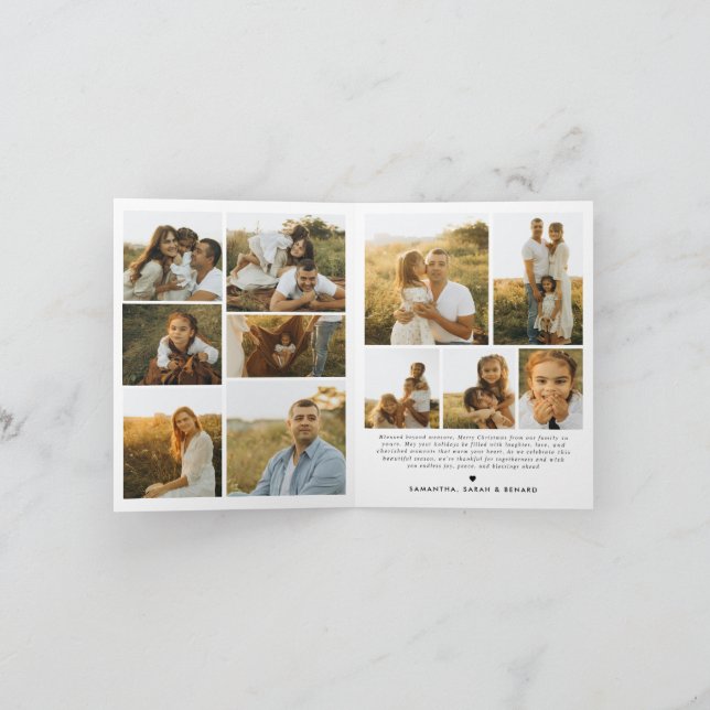 Cartes Pour Fêtes Annuelles Merry Christmas Whimsical Script  Family 12 Photos (Intérieur)