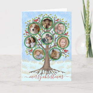 Cartes Pour Fêtes Annuelles Merry Christmas Winter Family Tree 8 Photo Collage