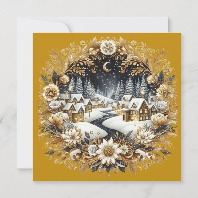 Cartes Pour Fêtes Annuelles Merry Christmas & Winter village  (Devant)