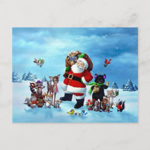 Cartes Pour Fêtes Annuelles Merry Chrstimas Santa Claus With Animals