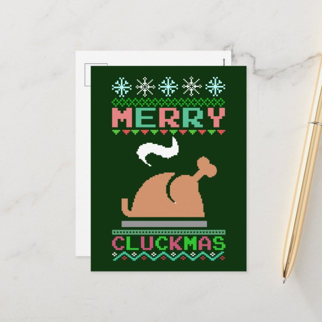 Cartes Pour Fêtes Annuelles Merry Chuckmas - Xmas Rôti Turquie laide pull (Devant/Arrière en situation)