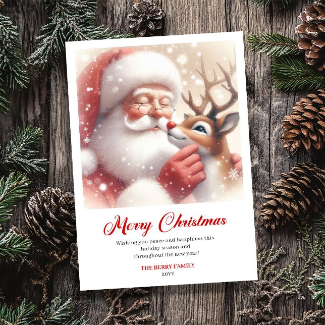 Cartes Pour Fêtes Annuelles Merry Classic Santa With Rudolph Christmas Greetin (Merry Classic Santa With Rudolph Christmas Greeting Card)