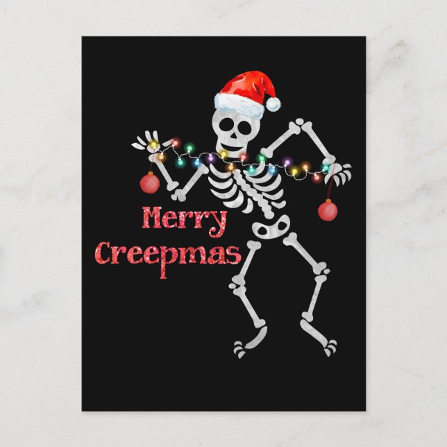 Cartes Pour Fêtes Annuelles Merry Creep mas Funny Père Noël Christmas Skeleton (Devant)