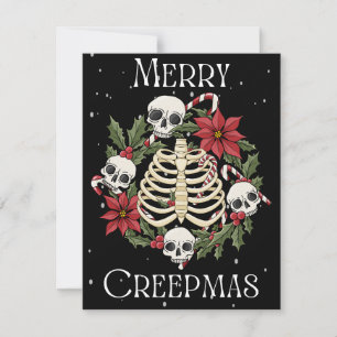 Cartes Pour Fêtes Annuelles Merry Creepmas couronne