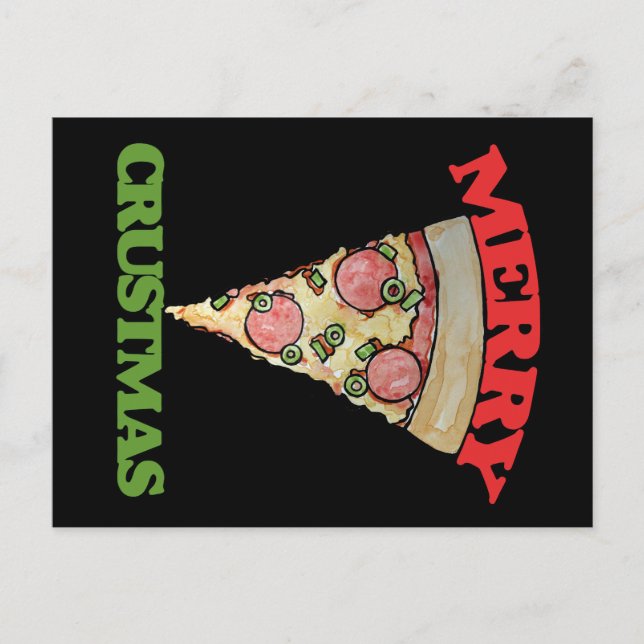 Cartes Pour Fêtes Annuelles Merry Crustmas Christmas pizza (Devant)