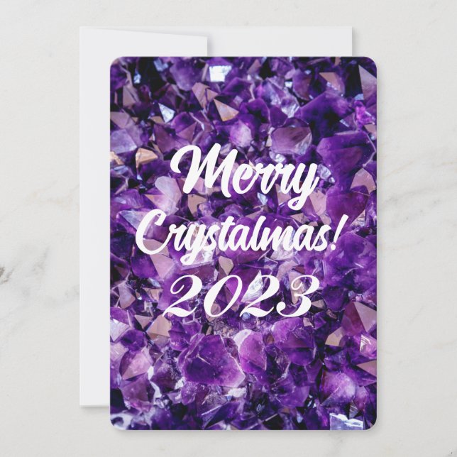 Cartes Pour Fêtes Annuelles Merry Crystalmas 2023 Purple Amethyst Crystal (Devant)
