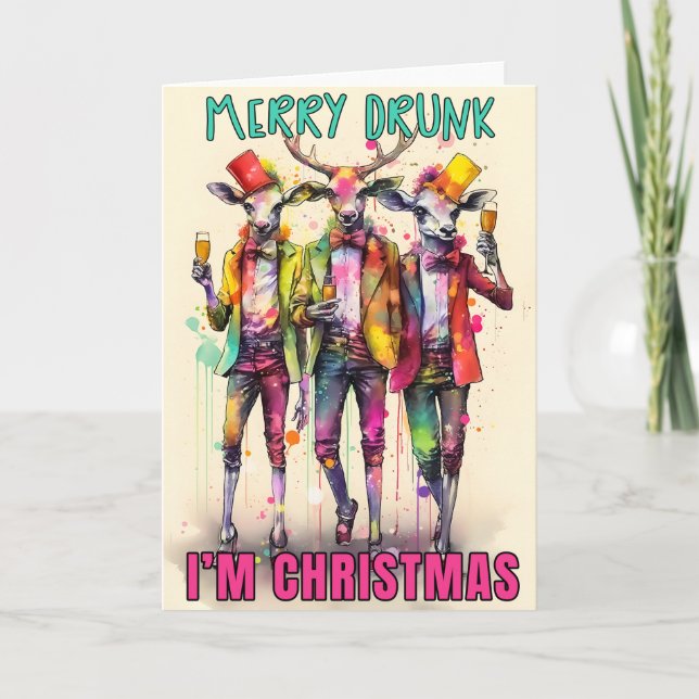 Cartes Pour Fêtes Annuelles Merry Drunk Je suis Noël (Devant)