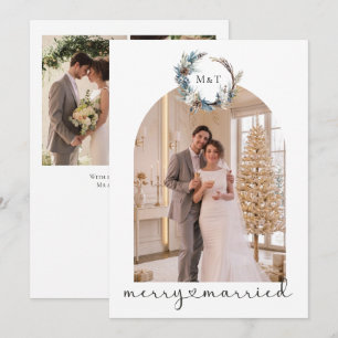 Cartes Pour Fêtes Annuelles Merry et Mariés Nouveaux Mariés Personnalisé 4 Pho