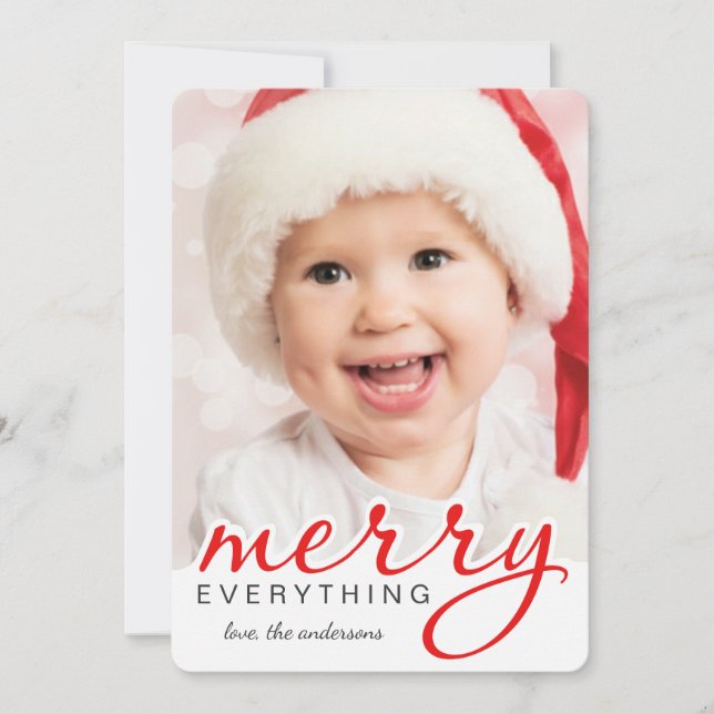 Cartes Pour Fêtes Annuelles Merry Everything Christmas Bold Hand Script Photo (Devant)