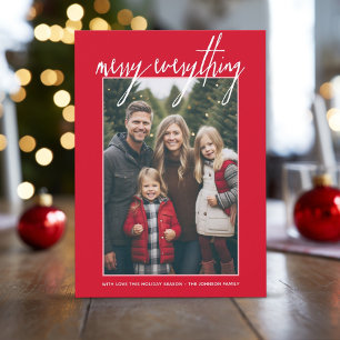 Cartes Pour Fêtes Annuelles Merry Everything Modern Christmas 1 photo rouge