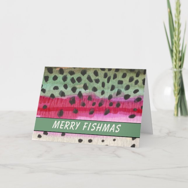 Cartes Pour Fêtes Annuelles Merry Fishmas Trout pêcheur (Devant)