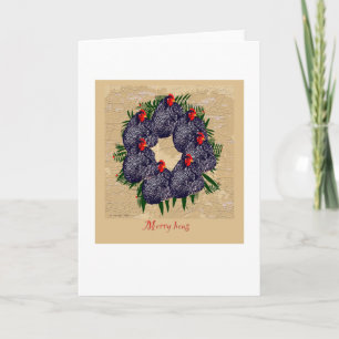 Cartes Pour Fêtes Annuelles Merry Hens couronne de Noël (poulets jardins)