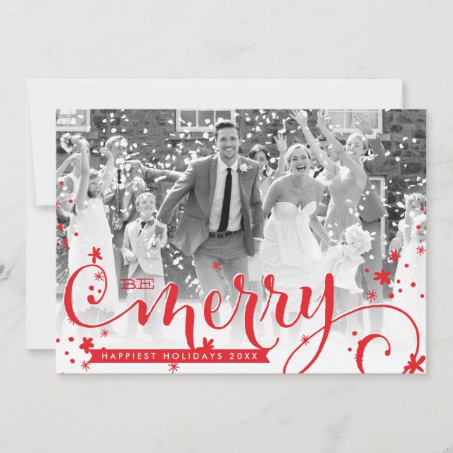 Cartes Pour Fêtes Annuelles MERRY HOLIDAY script typographie photo superpositi (Devant)