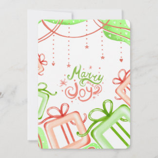 Cartes Pour Fêtes Annuelles Merry Joy Christmas Greetings with Gifts Design