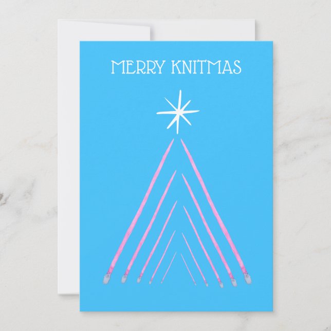 Cartes Pour Fêtes Annuelles Merry Knitmas Turquoise Mid Century Retro (Devant)