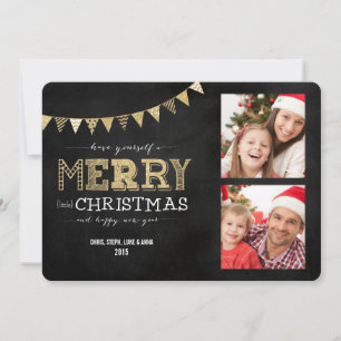 Cartes Pour Fêtes Annuelles Merry Little Christmas Gold Parties scintillant 2