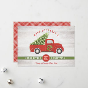 Cartes Pour Fêtes Annuelles Merry Little Christmas Truck Tree Plaid Company