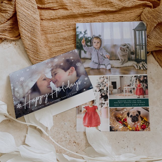 Cartes Pour Fêtes Annuelles Merry Magic | Photo superposée de la flocon de nei (Créateur téléchargé)