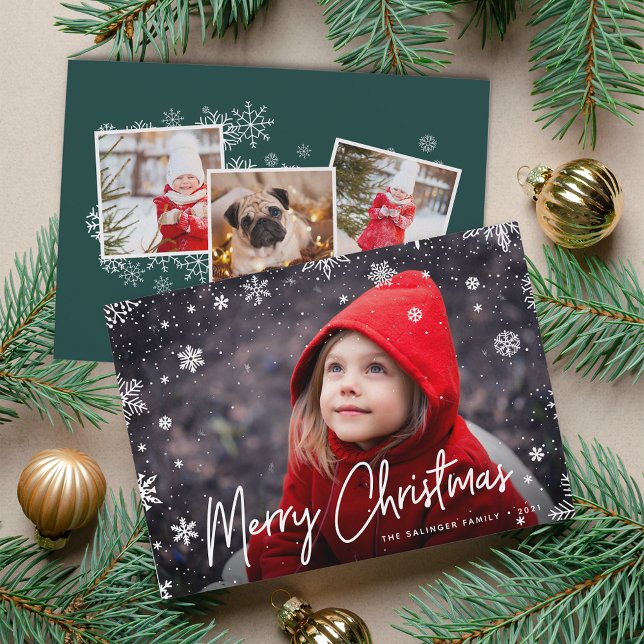 Cartes Pour Fêtes Annuelles Merry Magic | Superposition du flocon de neige (Créateur téléchargé)