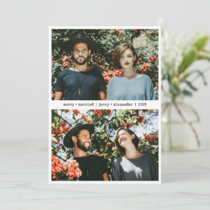 Cartes Pour Fêtes Annuelles Merry Marié Jeune Marié Deux Photo Minimaliste 