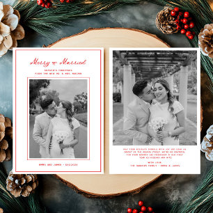 Cartes Pour Fêtes Annuelles Merry & Married Bow Photo Noël Nouveaux mariés