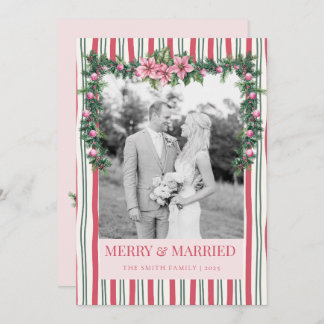 Cartes Pour Fêtes Annuelles Merry & Married Christmas Garland Striped Photo