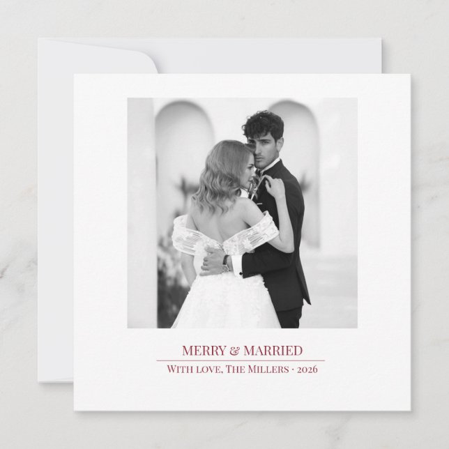 Cartes Pour Fêtes Annuelles Merry & Married - Personalized Newlywed Christmas  (Devant)