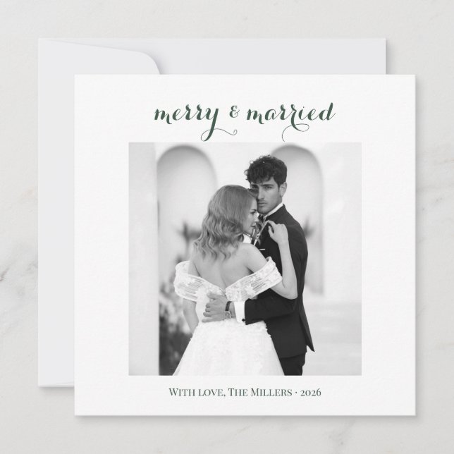 Cartes Pour Fêtes Annuelles Merry & Married - Personalized Newlywed Christmas  (Devant)