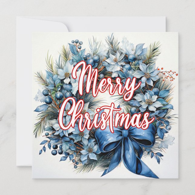 Cartes Pour Fêtes Annuelles Merry Merry Wreath Whimsical (Devant)