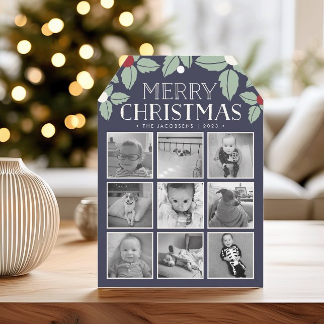 Cartes Pour Fêtes Annuelles Merry Mistletoe | Holiday Photo Collage (Créateur téléchargé)