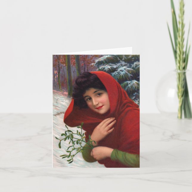 Cartes Pour Fêtes Annuelles Merry Mistletoe Maiden (Devant)