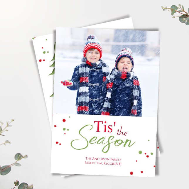 Cartes Pour Fêtes Annuelles Merry Mistletoe mignonne Christmas One Photo (Tis' the Season whimsical photo card.)