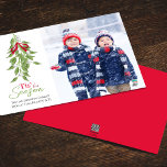 Cartes Pour Fêtes Annuelles Merry Mistletoe One Photo Christmas<br><div class="desc">Ce design comprend une joyeuse carte de voeux de Noël avec une photo,  rouge et vert,  style botanique moderne,  un élégant script de brosse,  feuillage de verdure hivernale,  avec coloré mignon,  simple minimaliste,  c'est la saison cartes photos</div>