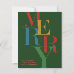 Cartes Pour Fêtes Annuelles MERRY Modern Bold Photo Noël
