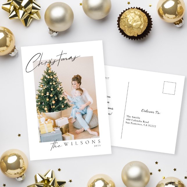 Cartes Pour Fêtes Annuelles Merry Modern calligraphie manuscrite Photo (Créateur téléchargé)