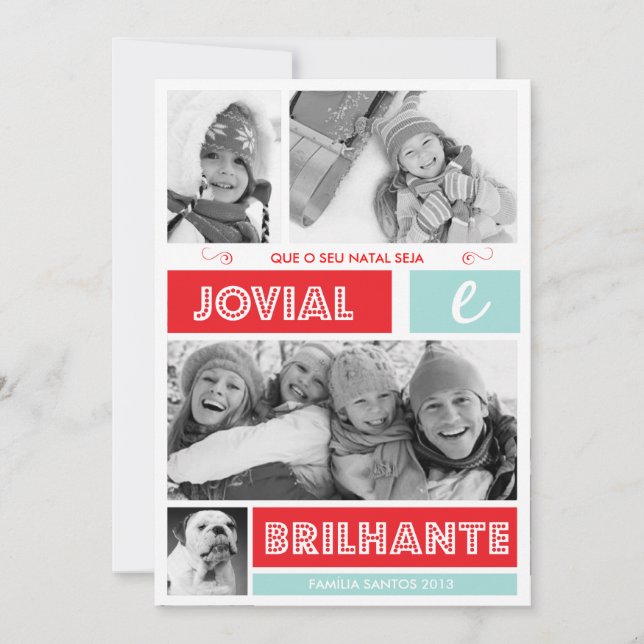 Cartes Pour Fêtes Annuelles Merry Moderno e Luminoso Cartão de Natal (Devant)