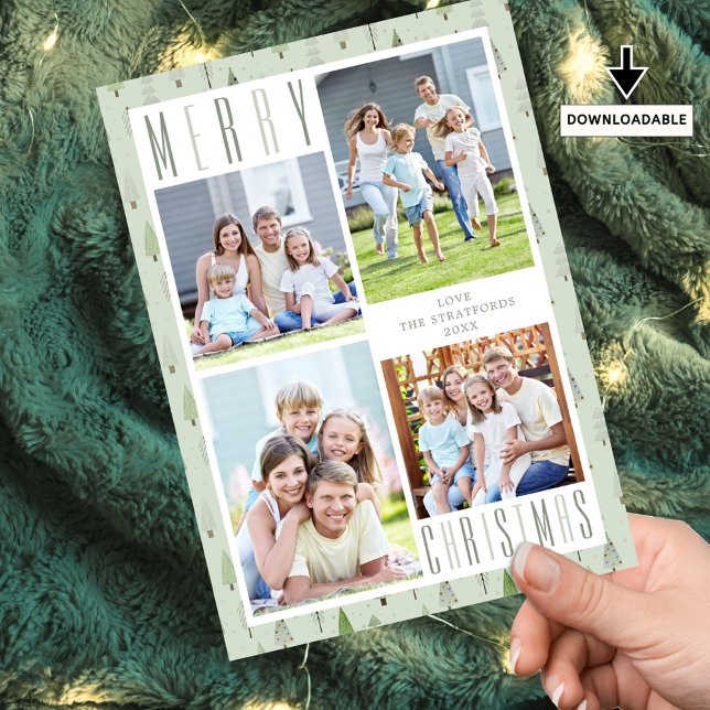 Cartes Pour Fêtes Annuelles MERRY NOËL 4 Photo Trees verts (Créateur téléchargé)