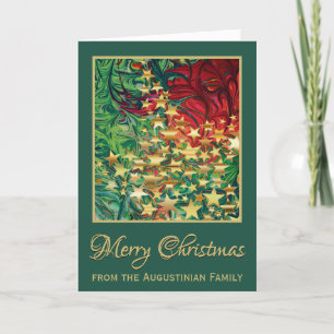 Cartes Pour Fêtes Annuelles MERRY NOËL Abstrait Red Green Gold Stars