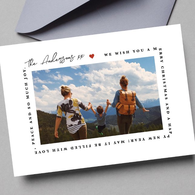 CARTES POUR FÊTES ANNUELLES MERRY NOËL MODERNE ACCUEILLE | PHOTO D'AMOUR DU CO (Créateur téléchargé)