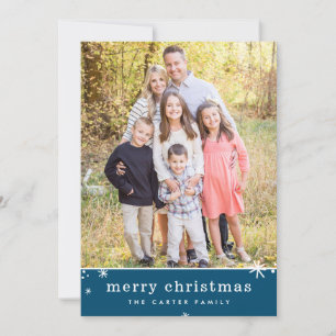 Cartes Pour Fêtes Annuelles MERRY NOËL vacances mignon festif brillant bleu