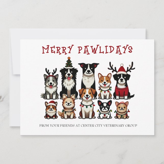 Cartes Pour Fêtes Annuelles Merry Pawlidays Vétérinaire (Devant)