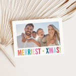 Cartes Pour Fêtes Annuelles MERRY PHOTO famille moderne coloré audacieux typog<br><div class="desc">par kat massard >>> kat@simplysweetPAPERIE.com <<< Envoyer et message spécial supplémentaire avec style et pizzazz cette année... Personnalisé avec vos détails & photos mes produits de vacances modernes sont sûrs de se démarquer de l'abondance de salutations que vos amis et votre famille recevront cette saison et fera un souvenir spécial...</div>