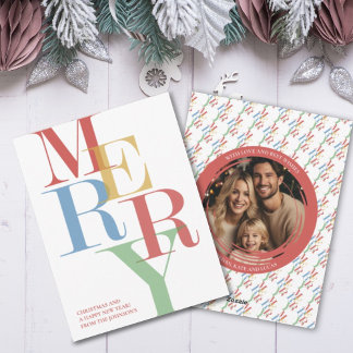 Cartes Pour Fêtes Annuelles MERRY Photo moderne colorée Noël