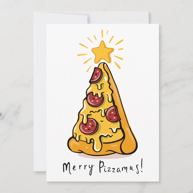 Cartes Pour Fêtes Annuelles Merry Pizzamas - Une tranche de joie festive ! (Devant)