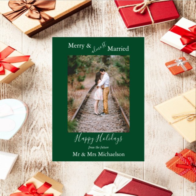 Cartes Pour Fêtes Annuelles Merry & Presque Marié Minimaliste (Créateur téléchargé)